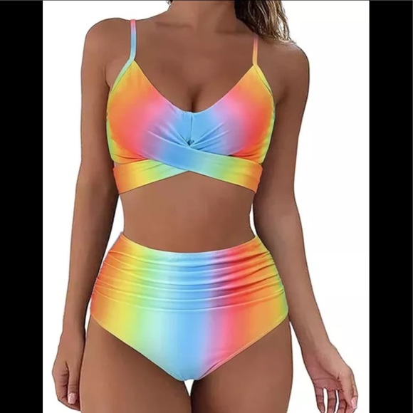 Other - Summer sexy bikini print neon beach wear pool suim suit high waist tie multi col